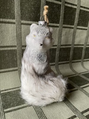 Pottery Barn Arctic Fox/Wolf 5 Mercury Glass Christmas Ornament Woodland Silver