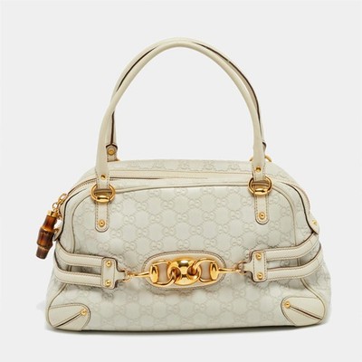 Gucci Wave Large Off White Guccissima Leather Boston Bag | eBay