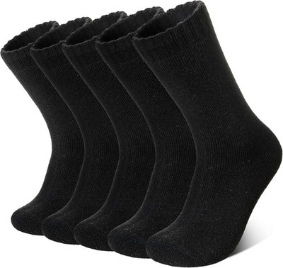 Merino Wool Socks for Women 5 Pairs Warm Winter Hiking 5 Black 
