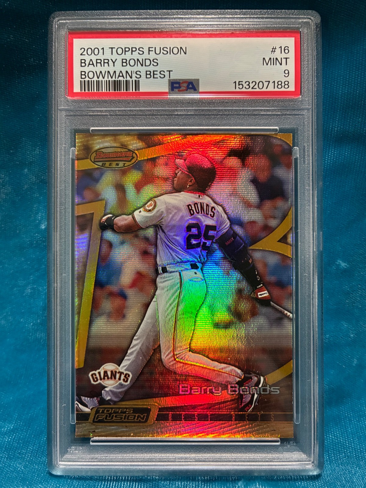 PSA 9 Pop 4 BARRY BONDS 2001 Topps Fusion BOWMAN'S BEST #16 Refractor SF Giants