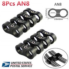 8Pcs AN8 16MM Braided Fuel Oil Hose Line Separator Clamp Stainless Steel Black