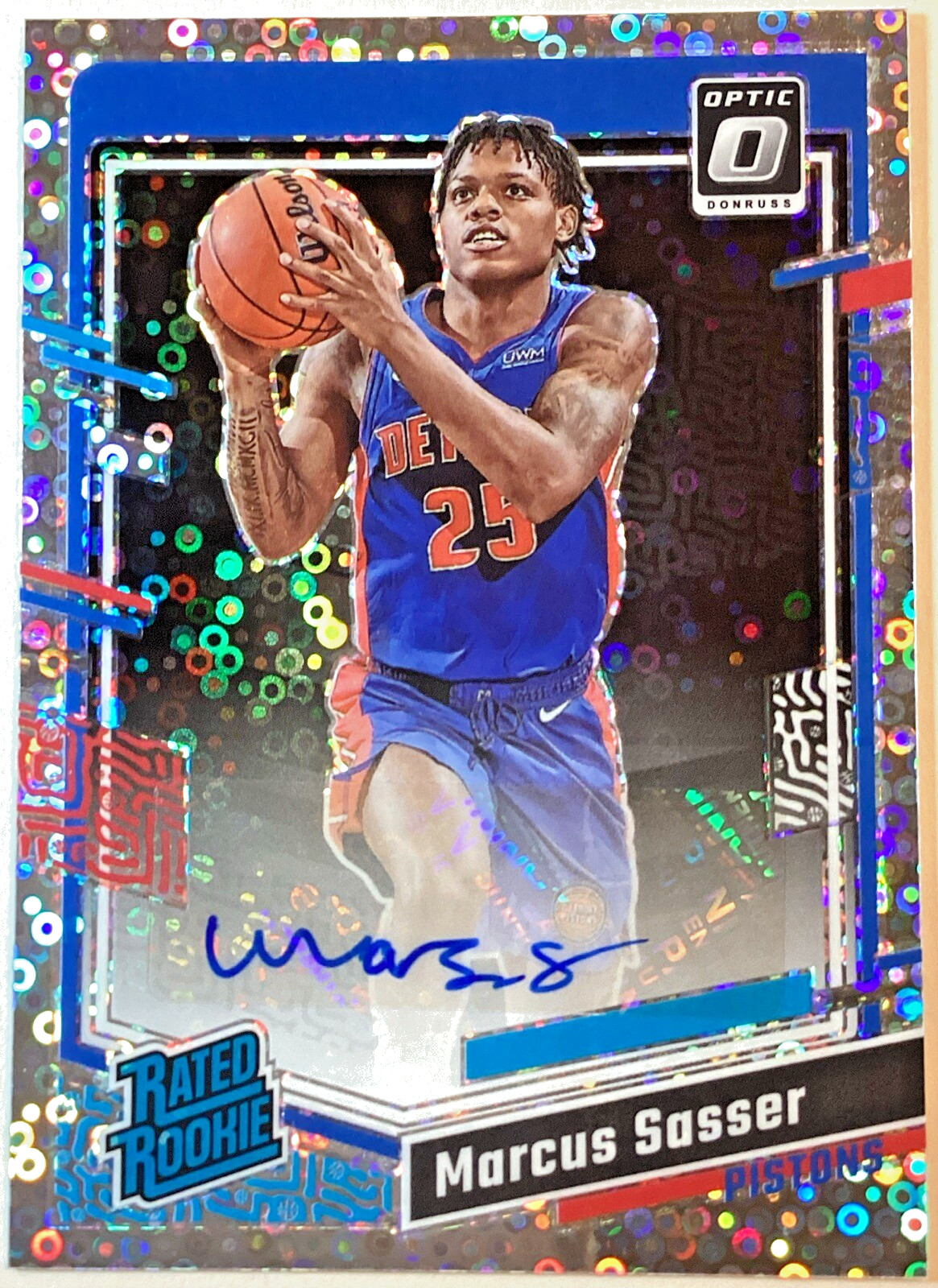 Marcus Sasser RC AUTO 2023 Donruss Optic Fast Break Rated Rookie Disco Pistons