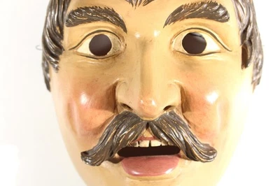 Werdenfelser Fasnacht Holzlarve Maschkera Handarbeit Karwendel Erstaunter Mann - Bild 1 von 4