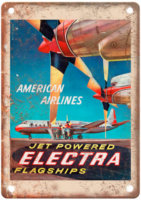 Vintage Jet Powered Electra Walter Bomar Travel Poster Retro Look Sign T2567
