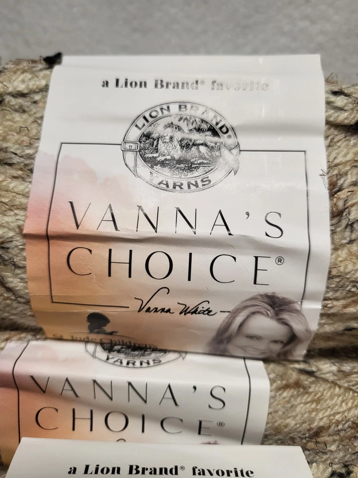 Four 3oz Skeins Of Lion Brand Yarns Vanna's Choice Oatmeal 92% Acrylic 8% Rayon - Image 2 of 4