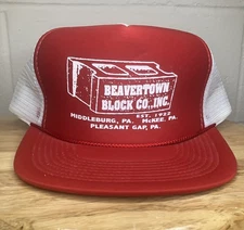 Beavertown Block Co. PA Hat Red Cap Snap Back Mesh Trucker Vintage Rope 80s 90’s