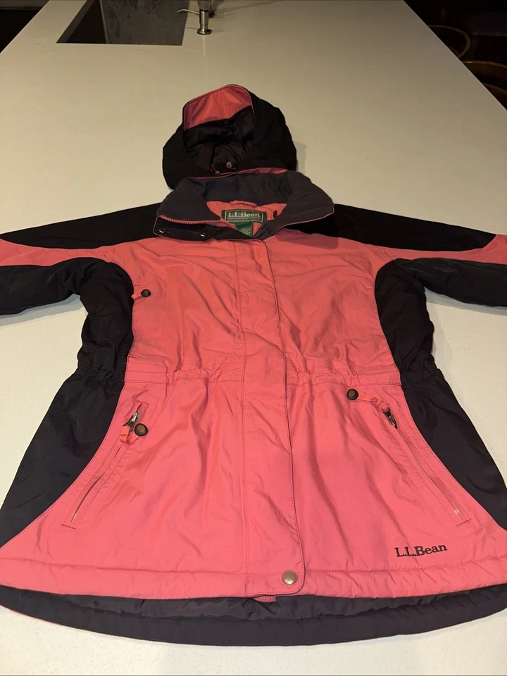 L.L Bean старая школа парка лыж куртка лосося/розовый и черный Y2K - Изображение 2 из 4