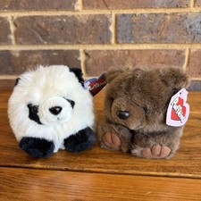 PUFFKINS by Swibco Peter Panda Grizwald Grizzly Bear 1997 1998, Plush Toy Lot