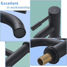 Basin Taps Pair, Neweast Modern Black Bathroom Sink Tap Pillar Taps, Twin Hot...