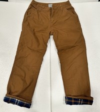 Carhartt Boys Brown Lined Canvas Carpenter Pants Outdoor Casual Winter 12