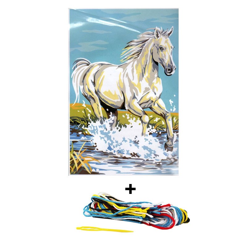 Canevas cheval blanc Seg de Paris 30 x 40 cm pour vos moments de détente
