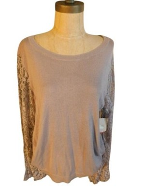 Nordstrom 14th & Union size XL Lavendar Lace Sleeve Knit Top NWT