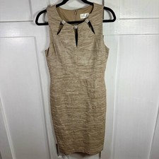 Eliza J Textured Sheath Dress Rhinestone Embellished Neckline Knee Length Sz 10