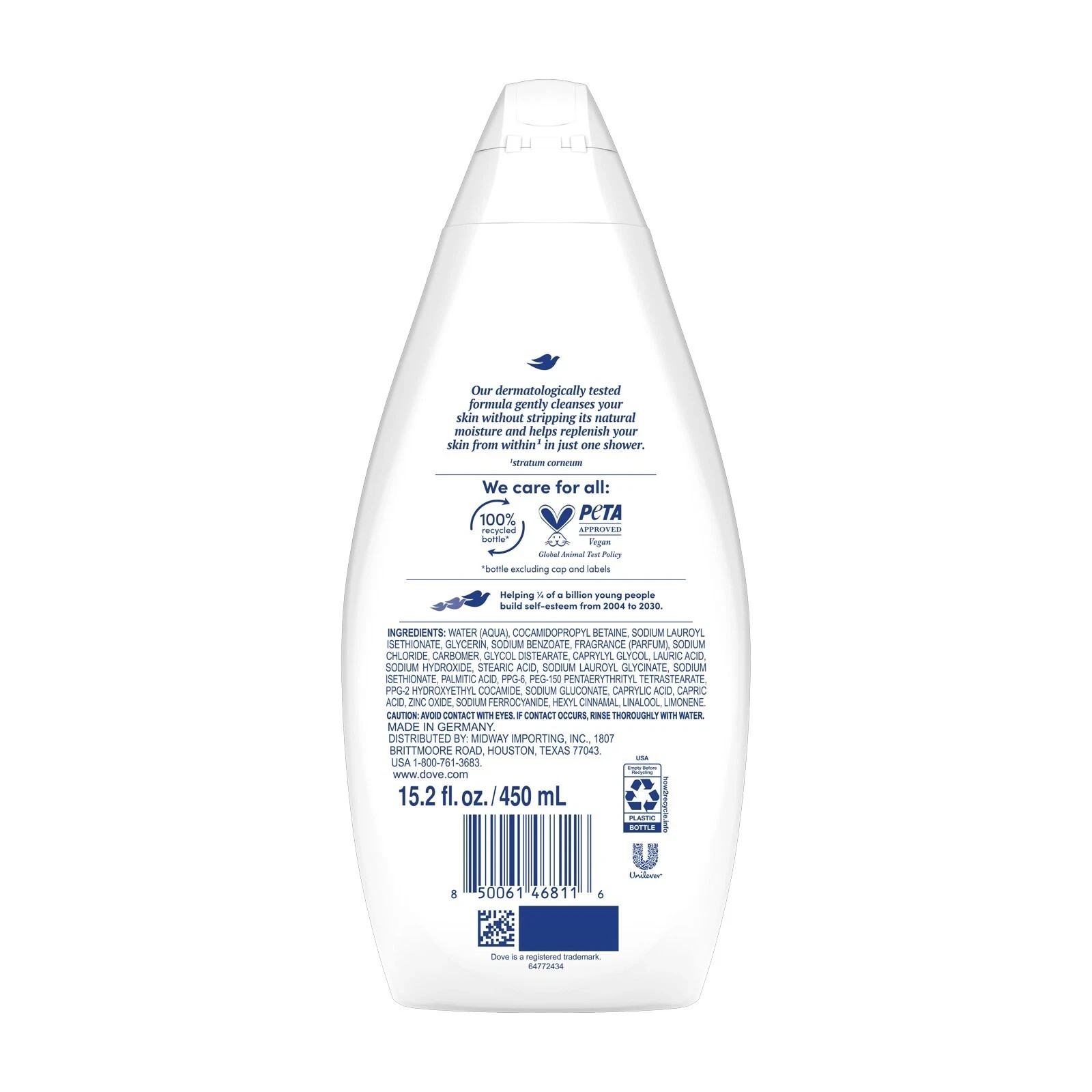 DOVE Body Wash Hydrate For Softer Smoother Skin Gently Cleanses 15.2 oz