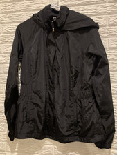 Fila Sport Women's Black Full Zip Windbreaker Jacket Size Large Zip Pockets Hood