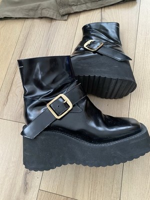 Maison Margiela Mm6 Black Platforms Plateau Boots Dg 38