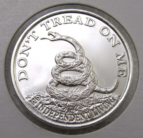 Independent Living Don't Tread Boston Tea Party 1 Troy oz .999 Fine Silver Round