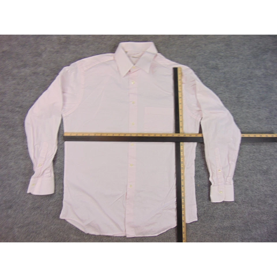 Ermenegildo Zegna Shirt Mens 16x41 Classic Fit Pink White Gingham Check Dress - Image 4 of 4