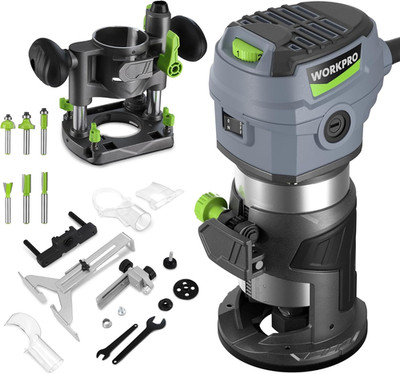 Compact Router Combo Kit, 6.5 Amp Compact Router Fixed Base & Plunge Router for