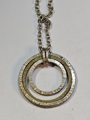 Sterling Silber Silpada Halskette, konzentrische Ringe Anhänger, 16 Zoll, F39