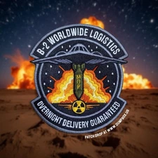 B-2 Worldwide Logistics MOP Overnight Delivery IRAN USAF Squadron Patch - Hammer