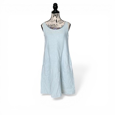 Eileen Fisher Linen Dress Womens XS Light Blue Sleeveless Scoop Neck Shift  | eBay