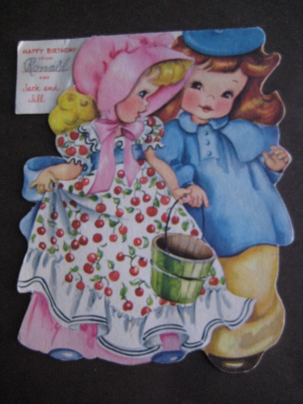 1949 vintage greeting card Forget Me Not Doll BIRTHDAY Jack and Jill
