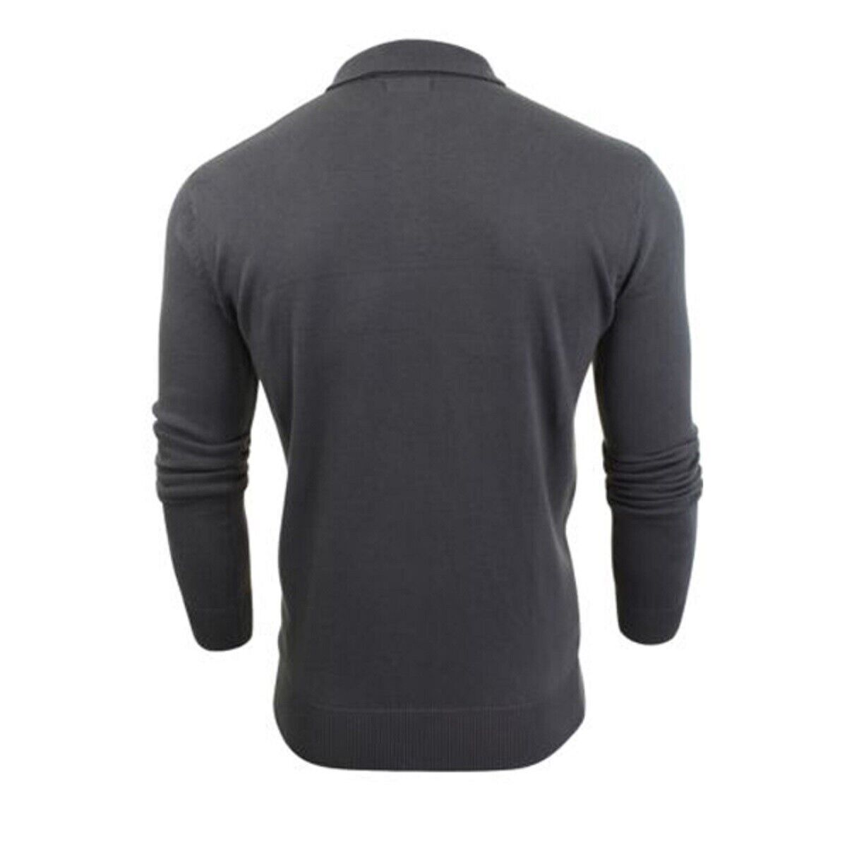 Mens Long Sleeve Polo Knitted Cotton Golf Shirt Collared Jumper Top
