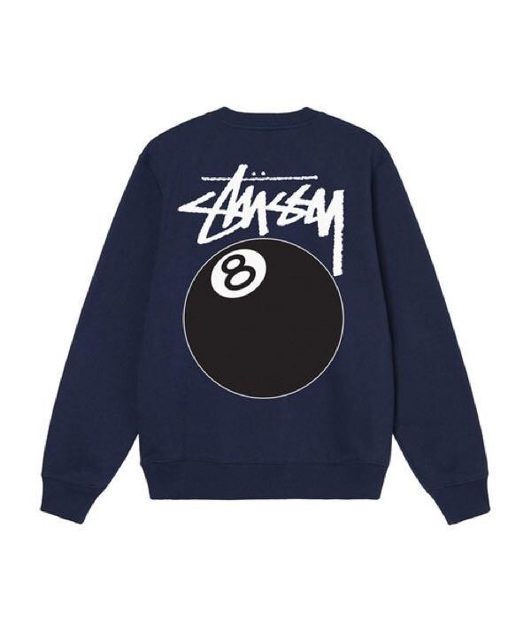 STUSSY 8 BALL SWEATSHIRT NAVY BLUE POOL BILLIARDS SIZE M w