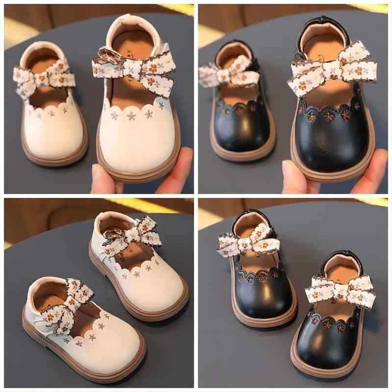 Baby Girls Fancy Bow Dress Shoes Toddlers Soft Non slip Sole Mary Jane Shoes New