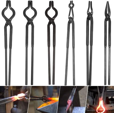 Professinal Beginner Blacksmith Forge Tong Essential Knife Making Tools Set 6pcs