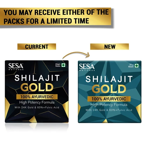 2 x SESA Shilajit Gold Resin I With 24k Gold | 60%+ Fulvic Acid | 20g  each