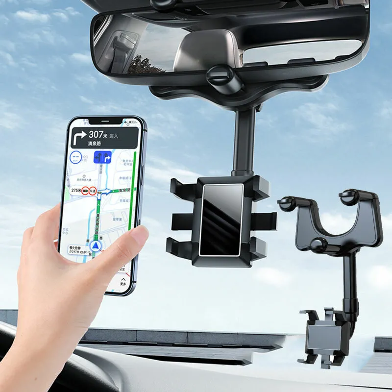 360° Drehbar Und Einziehbar Auto Handyhalterung Rückspiegel Spiegel  Halterung ^