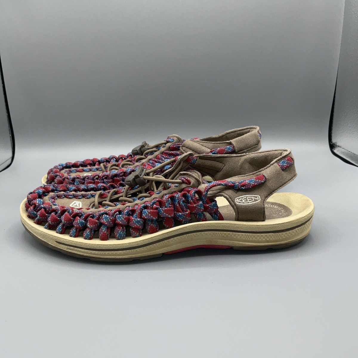 Keen uneek Sandals Mens Size 8 Red Blue Bungee Cord Rope  display picture 1