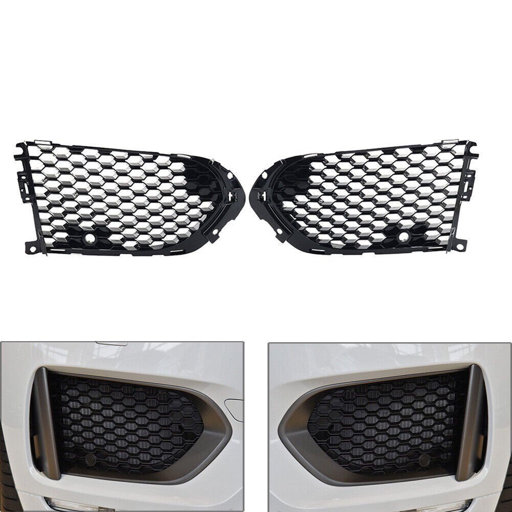 Opened Mesh Front Bumper Fog Light Lamp Grill Grille With PDC Fit Jaguar F-Pace