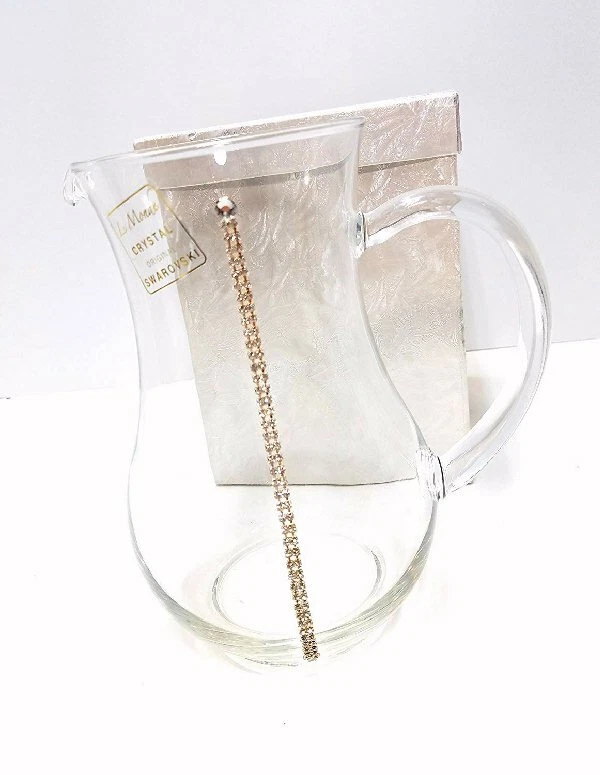 Le Monde Cadeaux Classic Crystal Pitcher Inlaid with Swarovski Crystals 8" Tall - Image 3 of 3