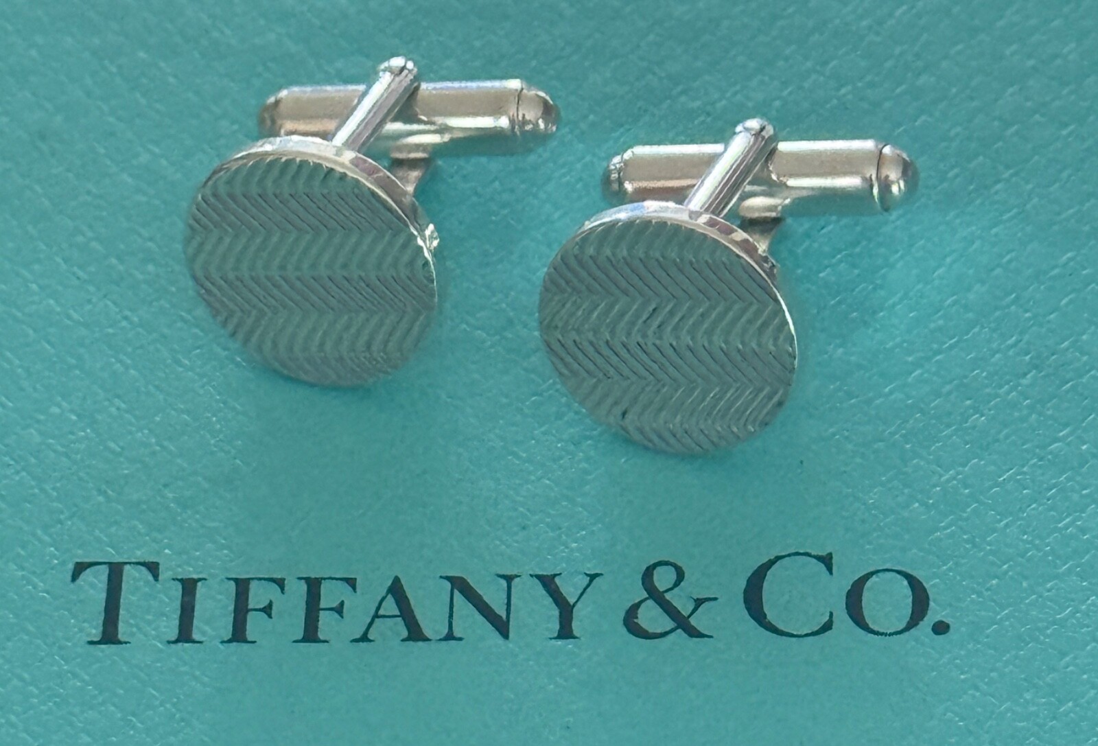 Tiffany & Co.   Cufflinks Round Weave  Sterling Silver 925  Vintage