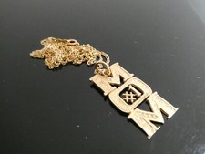 14k Yellow Gold MOM 1 Chain And Pendent Necklace 18"