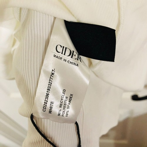 Cider Round Neckline Solid Long Sleeve Tee Women's Top White Size 1XL NWT - Picture 7 of 8
