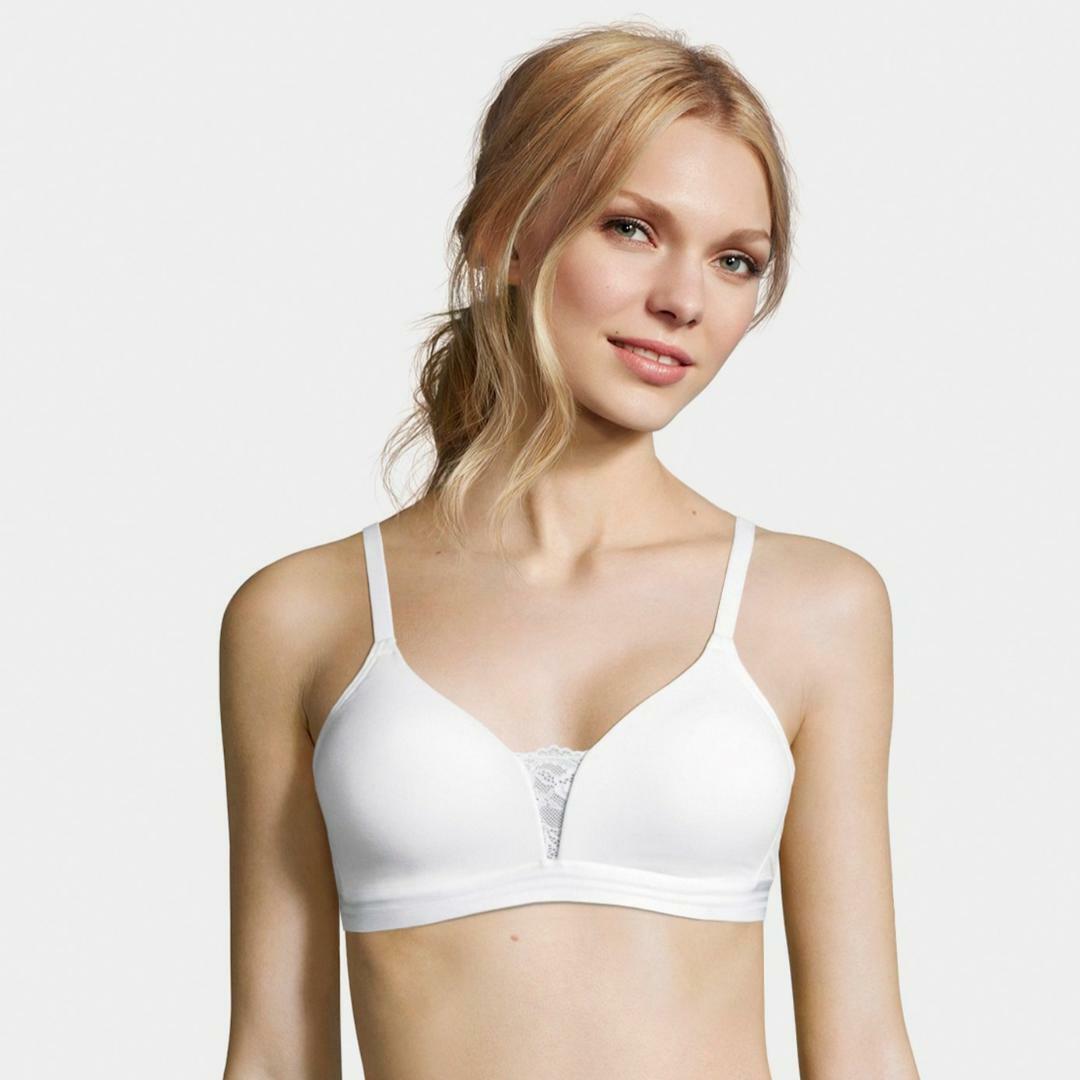B81 Hanes Tshirt Soft Foam Wirefree Bra XL White for sale online eBay