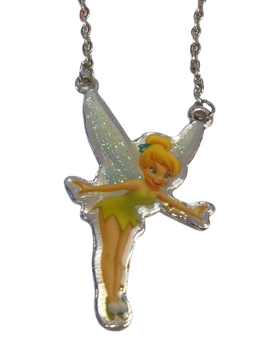 Disney Tinkerbell Necklace Tinker Bell Girls Women Jewelry Silver Chain Fairy
