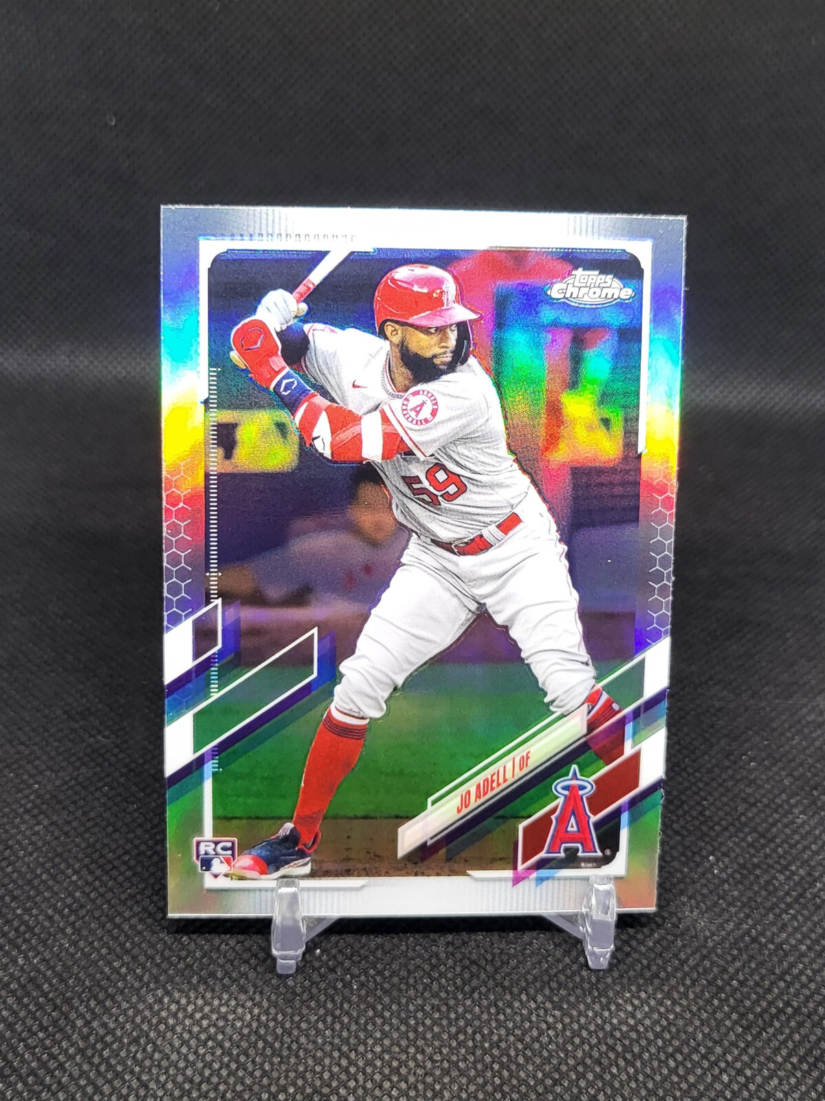 2021 Topps - #43 Jo Adell Refractor RC Vertical, Grey Jersey Los Angeles Angels 