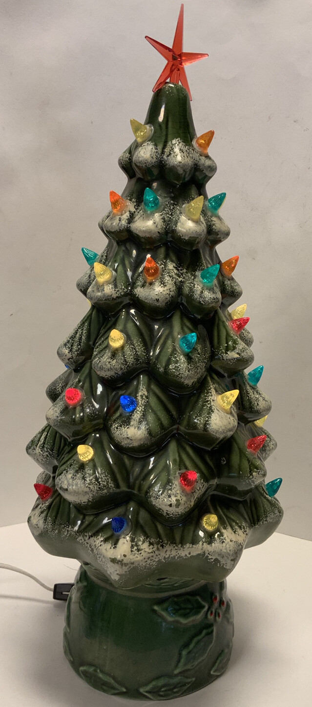 Antique Ceramic Christmas Tree, Lighted, 2 Piece, 20=“ Tall, Unbranded
