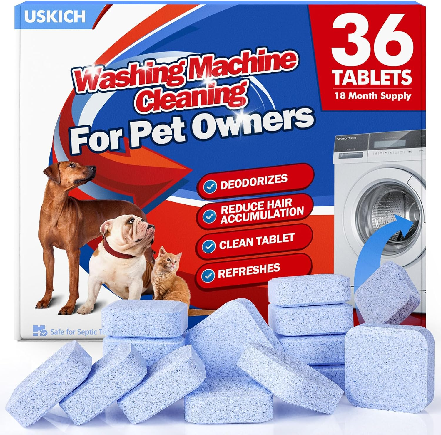 Powerful Washing Machine Cleaner Tablets 36-Pack for 18 Months of Freshness