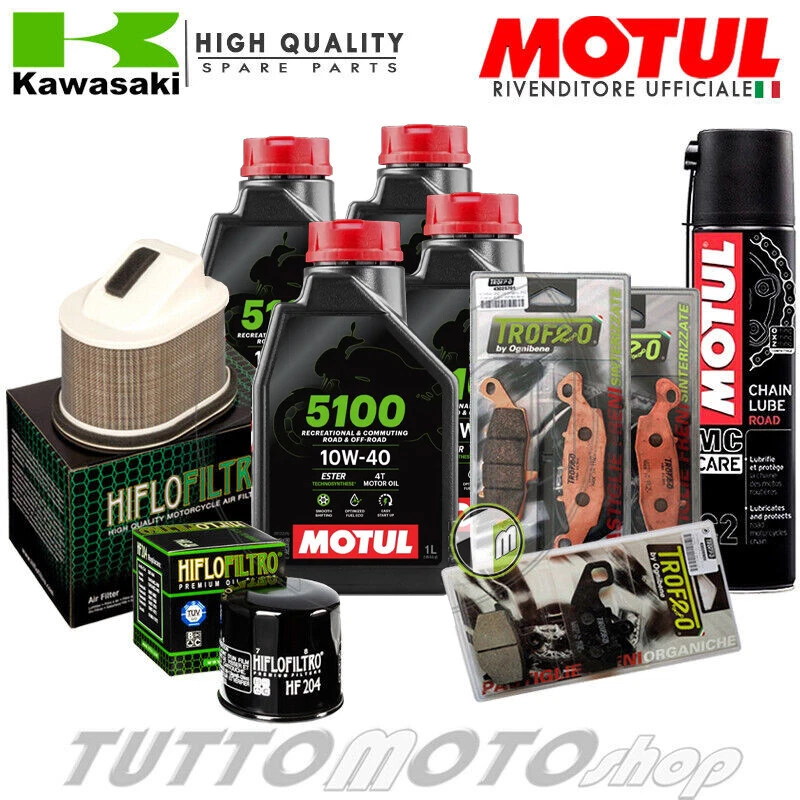 MOTUL / HIFLO TAGLIANDO KAWASAKI Z750 z 750 2004 2005 2006 / 4 L olio filtri pastiglie grasso