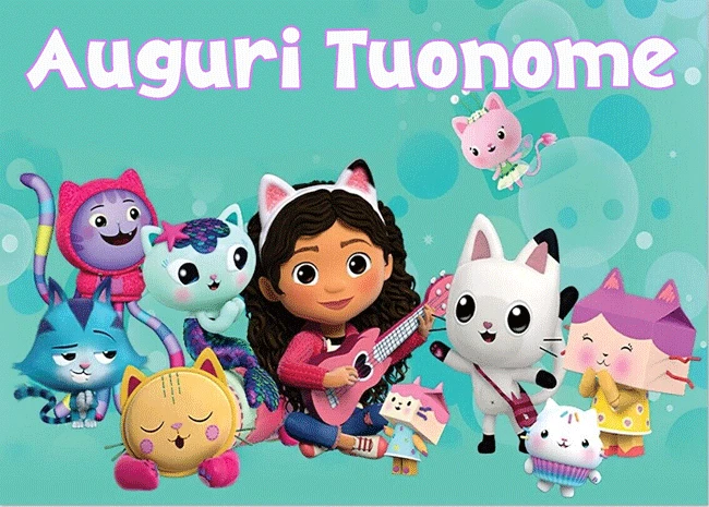 Cialda GABBY LA CASA DELLE BAMBOLE Gabby's Decorazione Torta Ostia o Zucchero