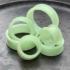 PAIR Glow in the Dark Solid Silicone Tunnels Double Flare Plugs Large Gauges
