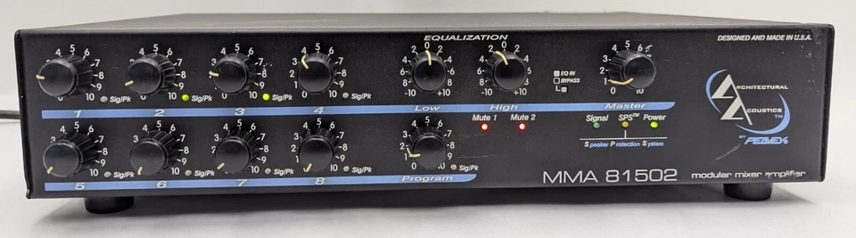 Peavey Architectural Acoustics MMA 81502 8-Channel Modular Mixer/ Amplifier Amp - Image 3 of 4