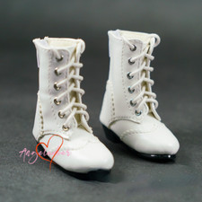 Solid White Spliced Boots Pointed-toe Shoes Buckle for 1/4MSD 1/3SD BJD Doll AOD