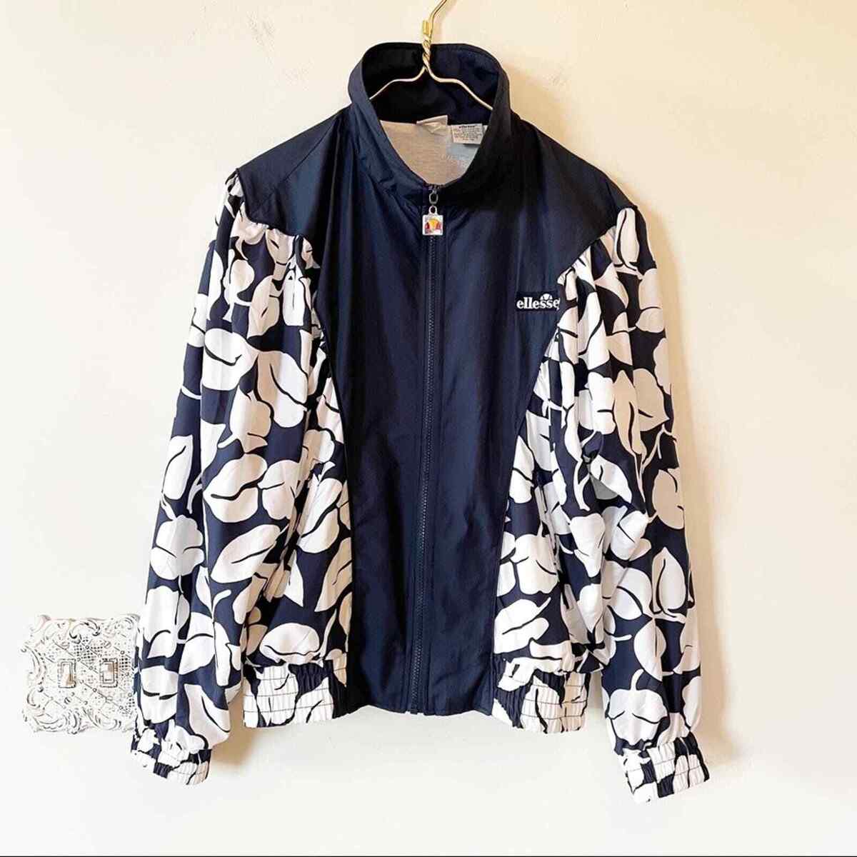 Vintage 80's Ellesse Navy and White Floral Track Jacket 10 Vintage 80's Ellesse Navy and White Floral Track Jacket 10